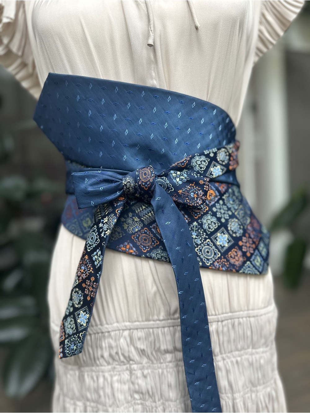 Upcycled Necktie Obi Belt | Handmade Corset Style Belt | One-of-a-Kind | OS